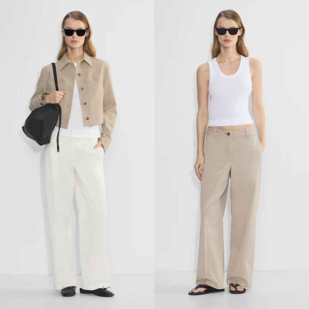 Aritzia Mid Rise Wide Leg Chino Pants (Bundle Off White And Taupe)